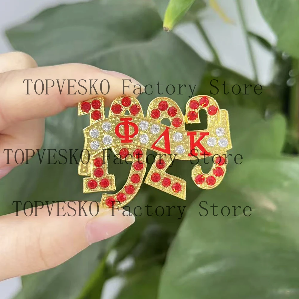 Custom Red and White Rhinestone Phi Delta Kappa Greek Letter 1923 Lapel Pin