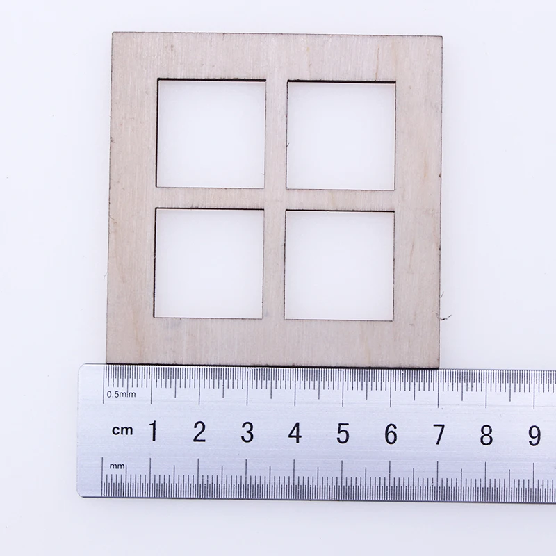 6pcs Dollhouse Mini Wood Four Lattice Window Model Christmas Vestibule Window Decoration Accessories