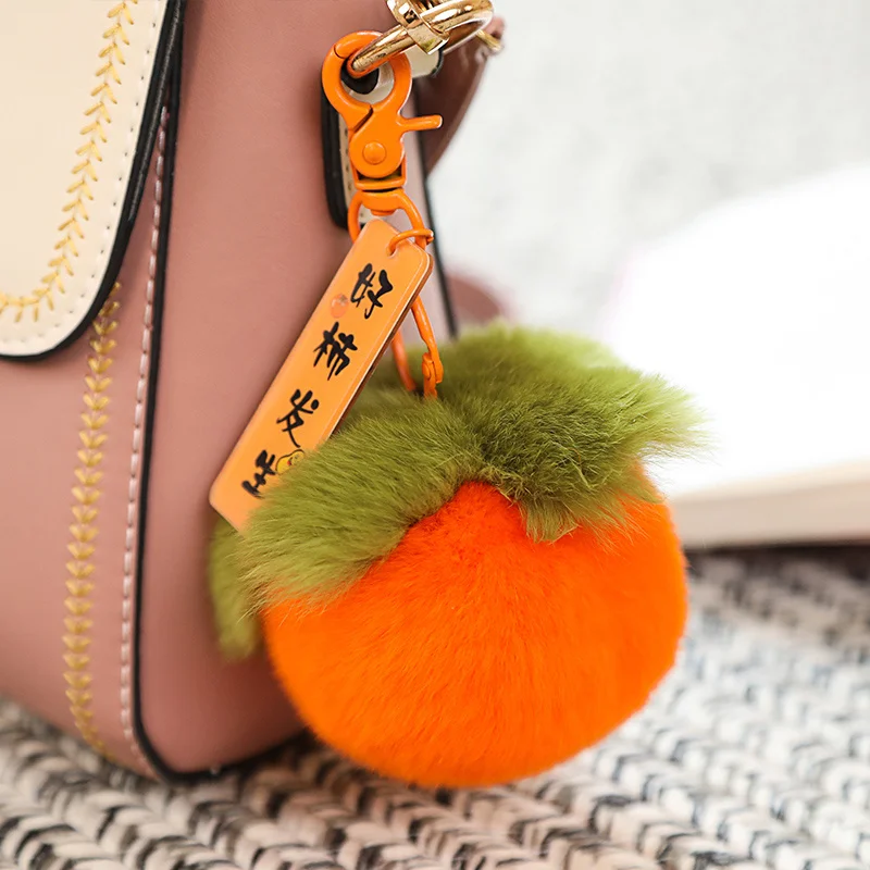 ميدالية مفاتيح لطيفة على شكل كرة صغيرة من فرو المنك على شكل كمثرى، زينة لحقائب الأطفال، قلادة، ميدالية مفاتيح سيارة نسائية، مجوهرات، هدايا أعياد الميلاد