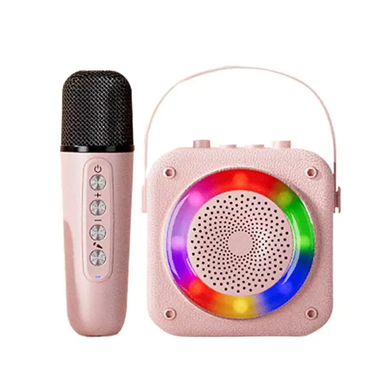 

Portable Karaoke Machine Portable Karaoke Speaker RGB Lighting Wireless Speaker Microphone Set Wireless Mics For Camping Picnics