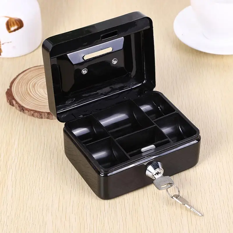 Cash Box with Lock Lightweight Money Cash Box for Change Lockable Petty Cash Deposit Tin Mini Cash Safe Box Money Storage Box