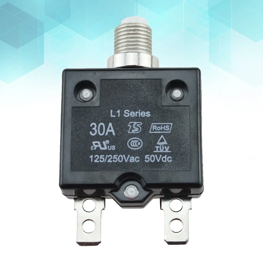 

Overload Protector 50V 30A Resettable Circuit Breaker For Car Boat Vehicle Winch Yacht Off-Road Electrical Control Black