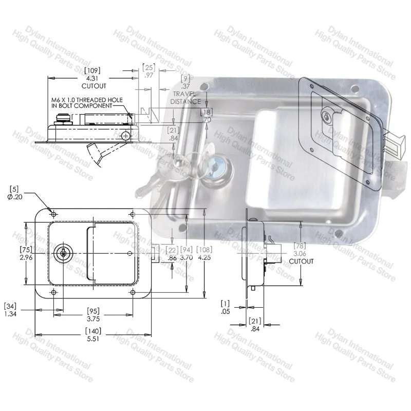 Stainless Steel with Keys Marine Pickup Yacht Boat Cupboard Accessories Bus Handle Lock Truck Toolbox Trunk Trailer Latch