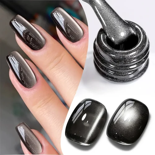 Imagen 2 del producto 1-24 Uds WS estilo japonés gato de cristal negro esmalte de uñas de Gel magnético arte de uñas manicura Varnis Gel semipermanente para salón de uñas