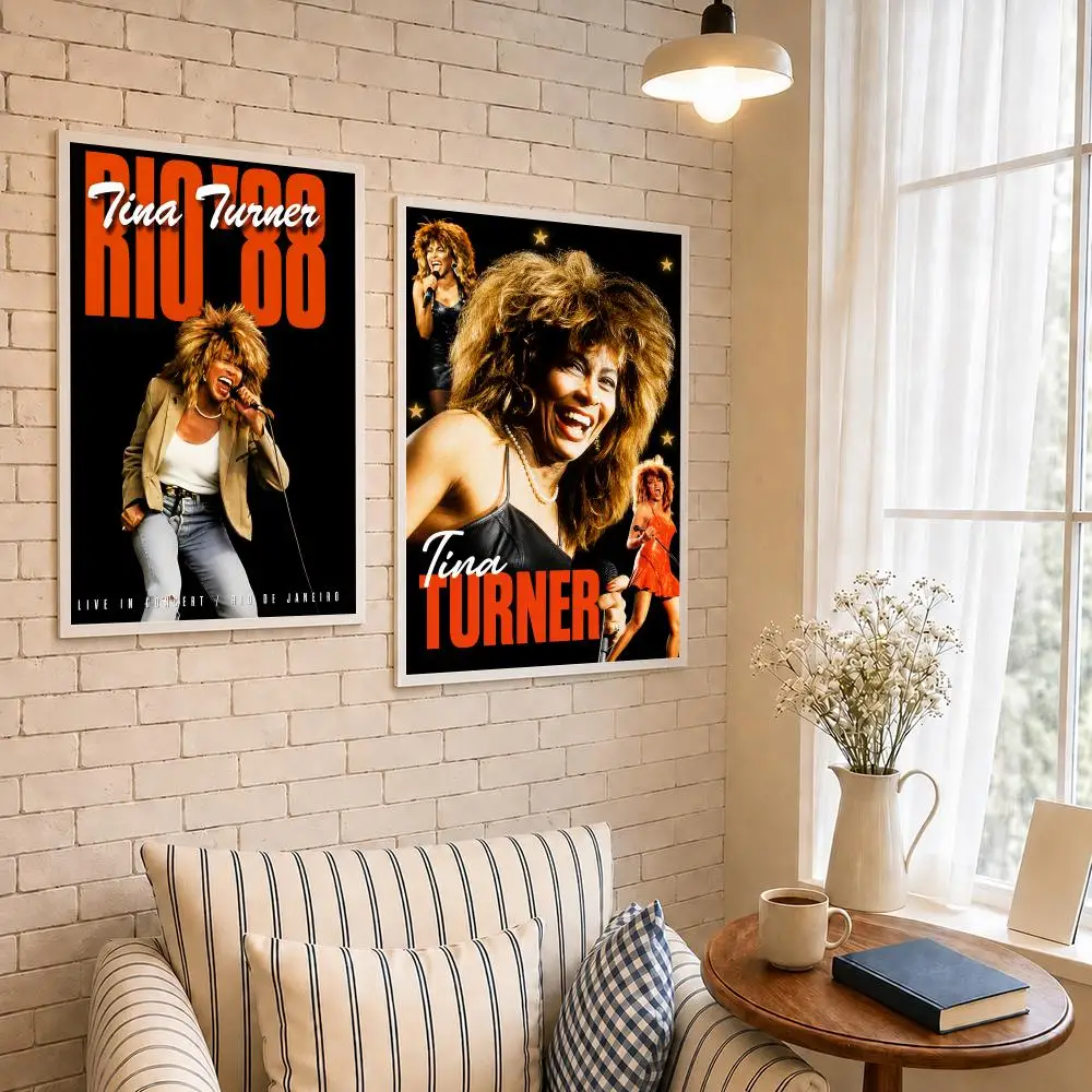 Singer T-Tina Turner Poster PP Self-Adhesive Waterproof Wall Decor for Bedroom,Living Room,Dorm,Bar Aesthetic Decor Gift
