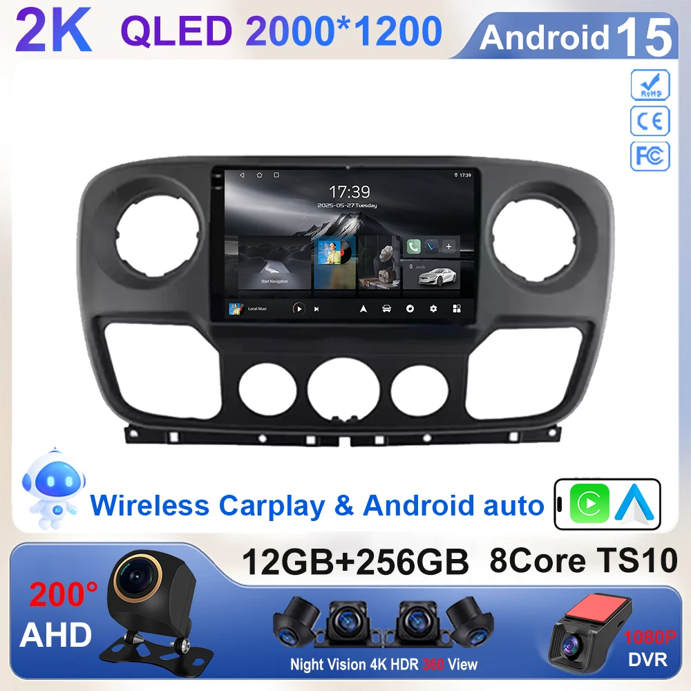 Rádio do carro de android 15 para nissan nv400 opel movano renault master ii 2 2010 - 2019 carplay vídeo gps reprodutor multimídia auto