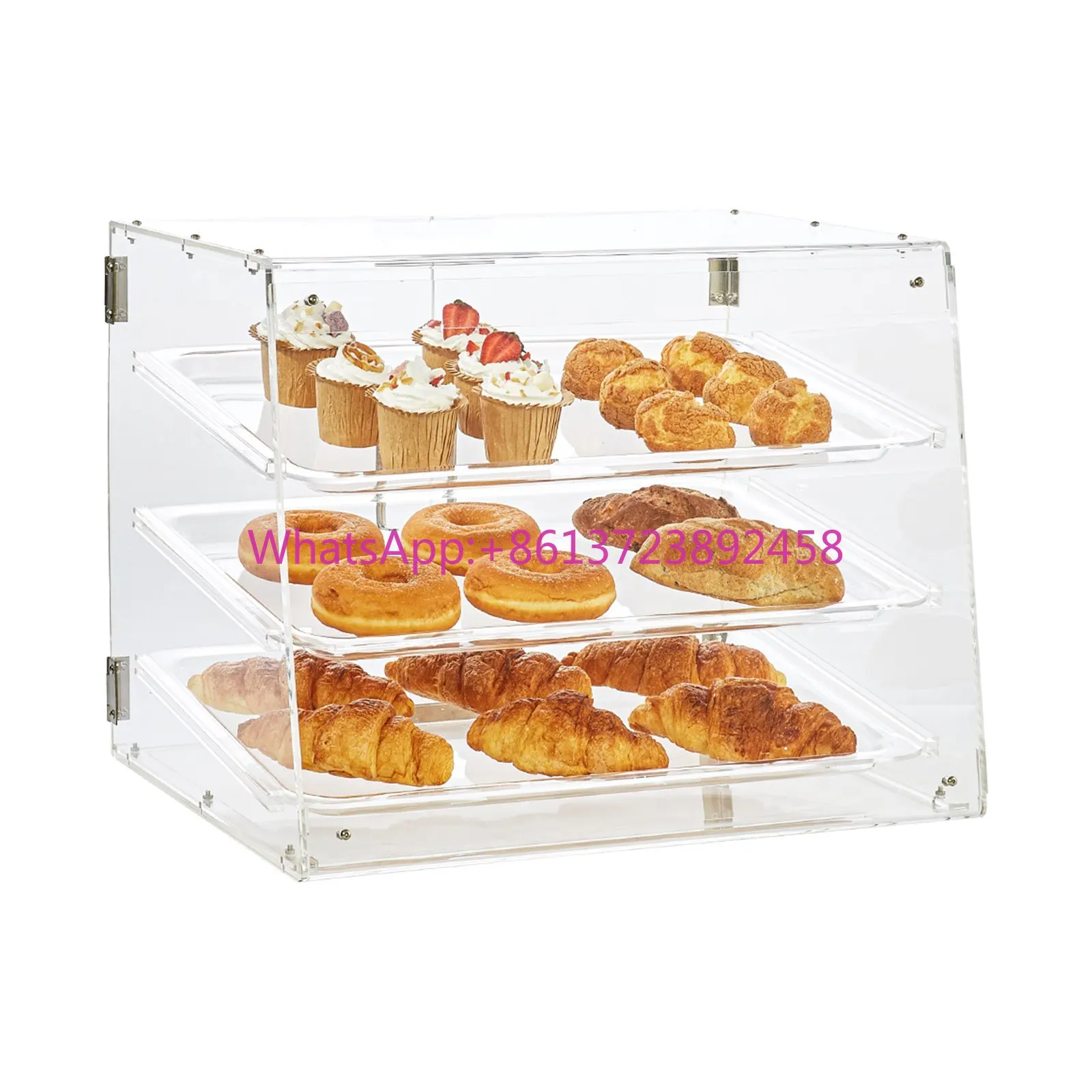 

VEVOR 3-Tier Commercial Countertop Bakery Display Case Acrylic Display Box with Rear Door Access Removable Shelves Keep Fresh