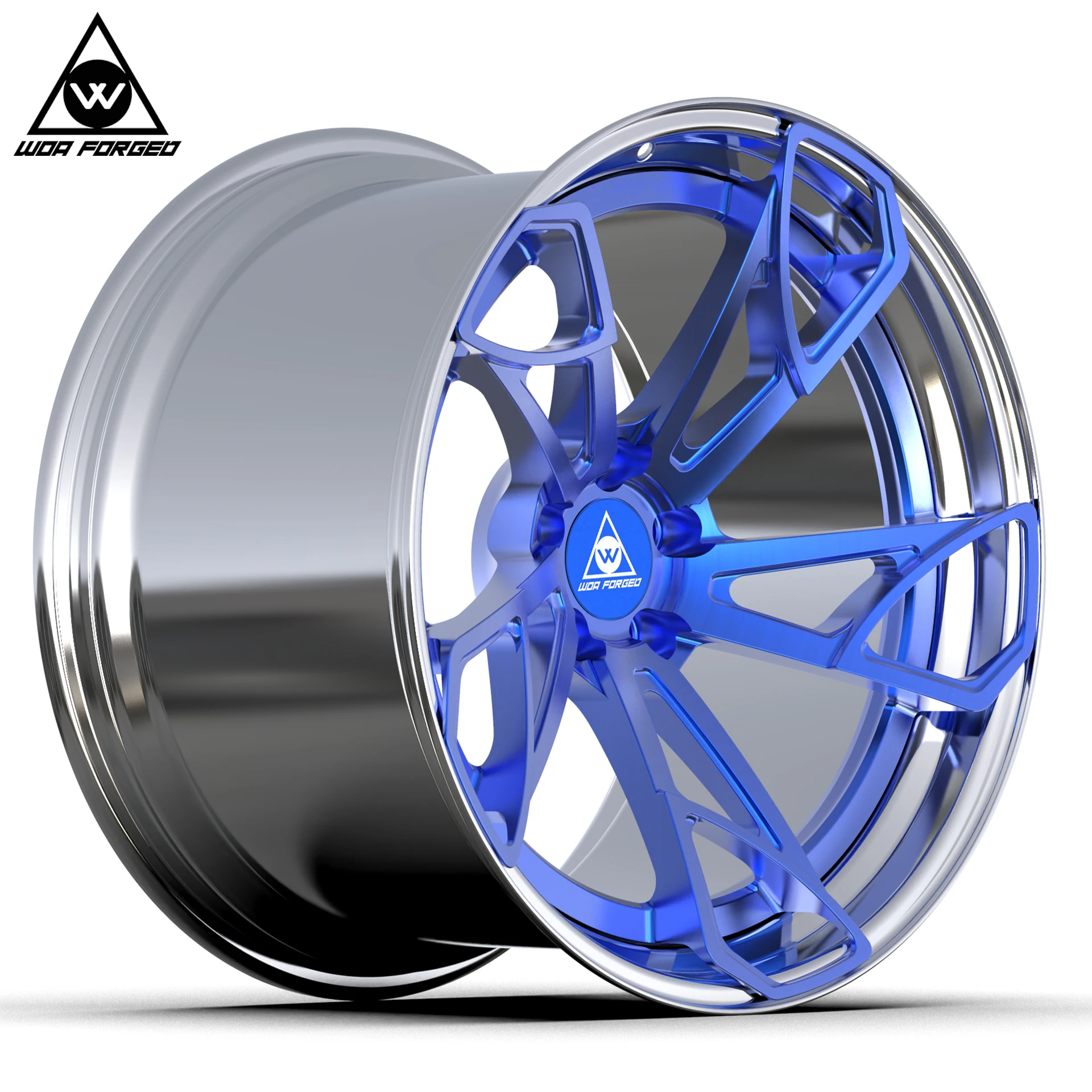 Customized 6061T6 Hot Design Aluminum Lightweight 2 Piece Wheels Forged Alloy Wheel 18 19 20 21 22 Inch Blue Disc Aluminum Rim f