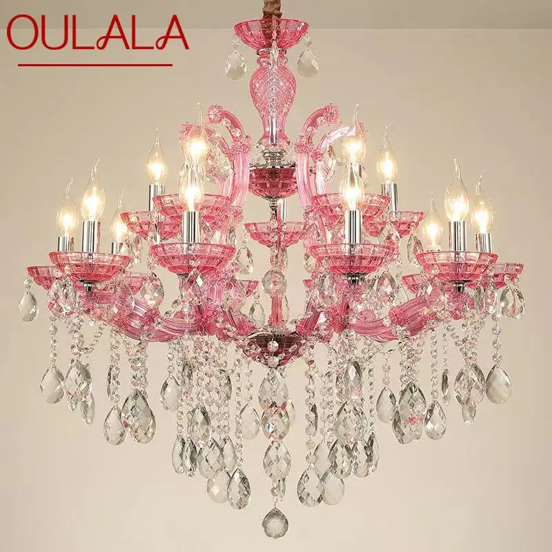 OULALA  LuxuriousCandle Pendent  Lamp European Style Crystal Lamp Art Living Room Restaurant Villa Staircase Duplex Building