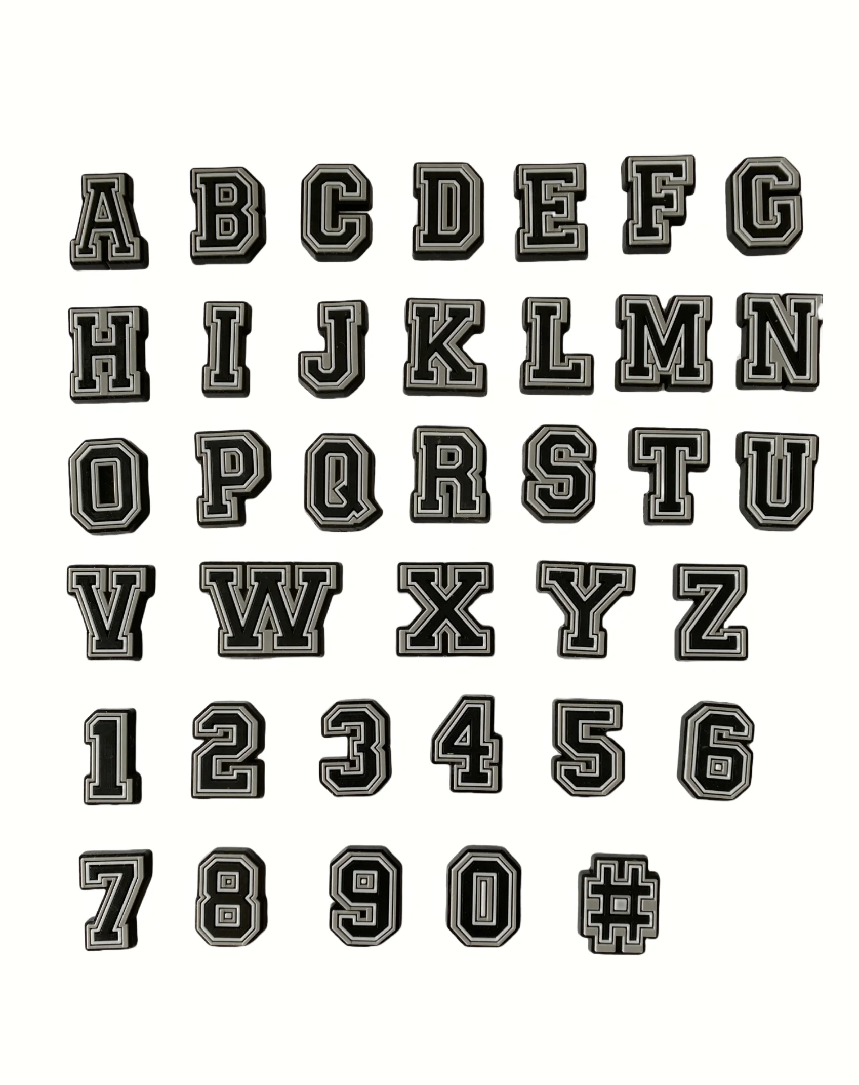 37 Pcs Alphabet and Number Soft Rubber Shoe Flower Decoration Buckles for Garden Shoes with Holes, Bags and DIY Projects