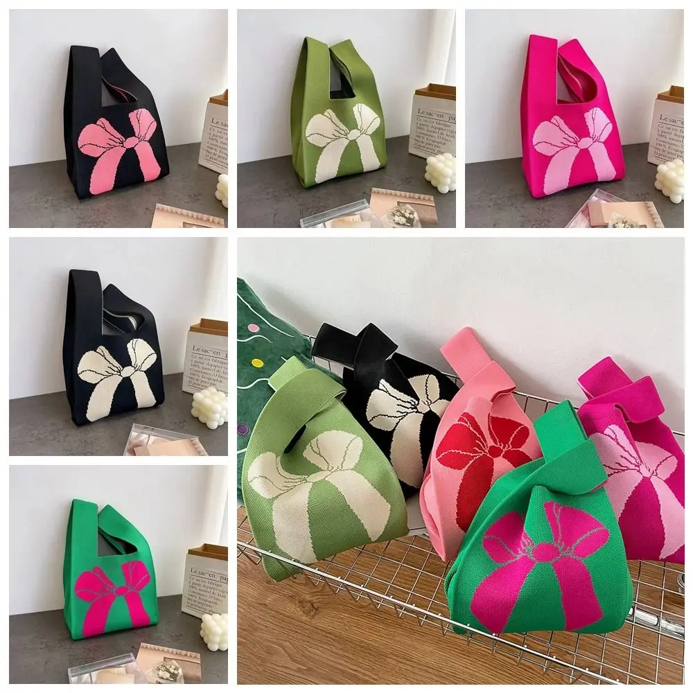 

Fashion Bowknot Knot Wrist Bag Tote Bag Handbag Bow Knitted Bag Weave Shopping Bags Travel