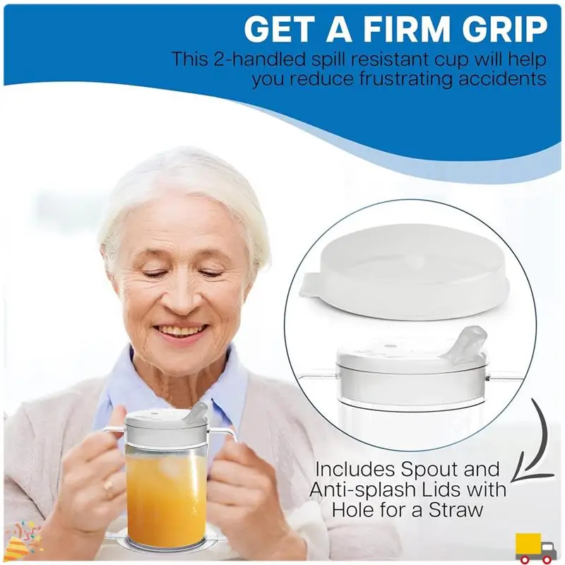 12Oz Independence Sip Cups-Adult Sippy Cup met handvatten voor volwassenen met beperkte mobiliteit Handicap Cups 3-pack