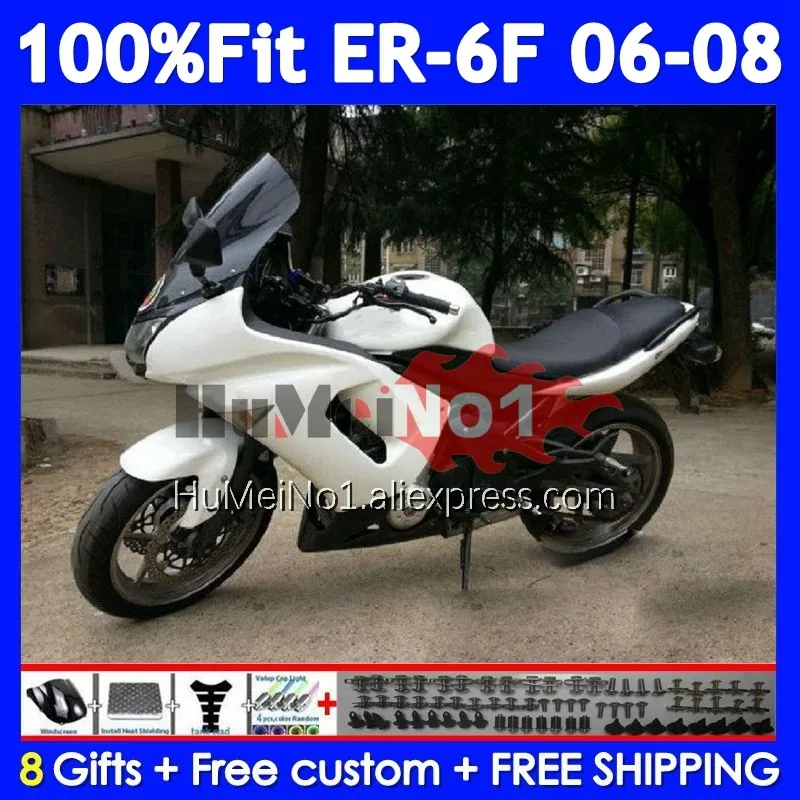 Injection Body For KAWASAKI NINJA Gloss white 650R ER6 F 650 R ER 6 F 245No.23 ER-6F ER 6F ER6F 06 07 08 2006 2007 2008 Fairing