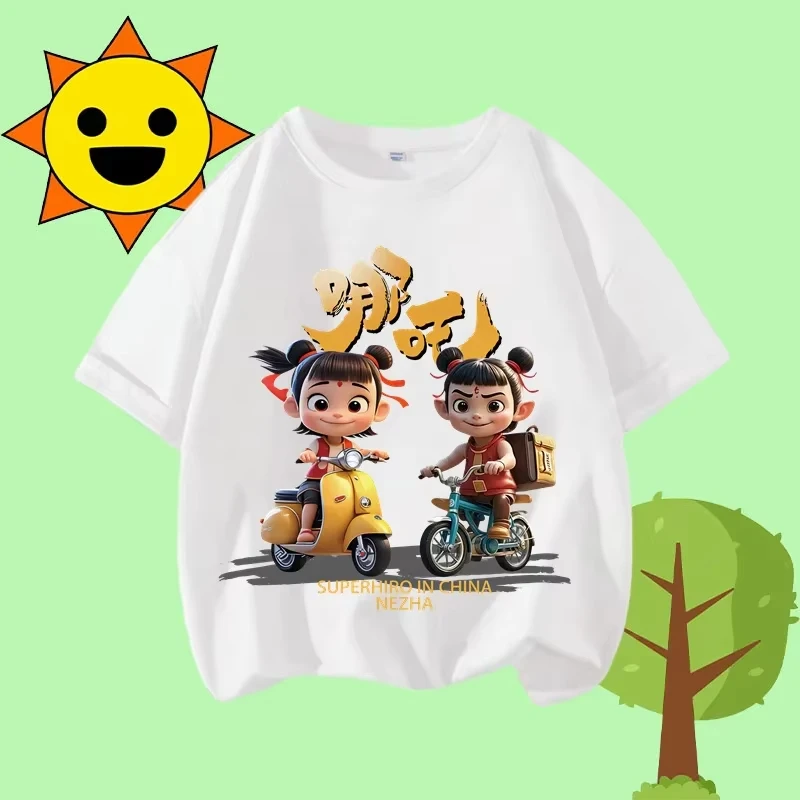 

Cartoon "The Magician's Arrival" Print Children's Crew-neck Short-sleeved Summer T-shirt for Boys and Girls'