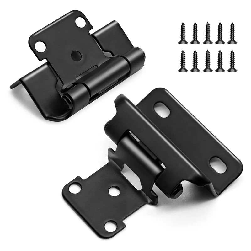 Black Cabinet Hinges 4 Pairs (8 Pcs) Self Closing Black Hinges For Variable Kitchen 8Pcs