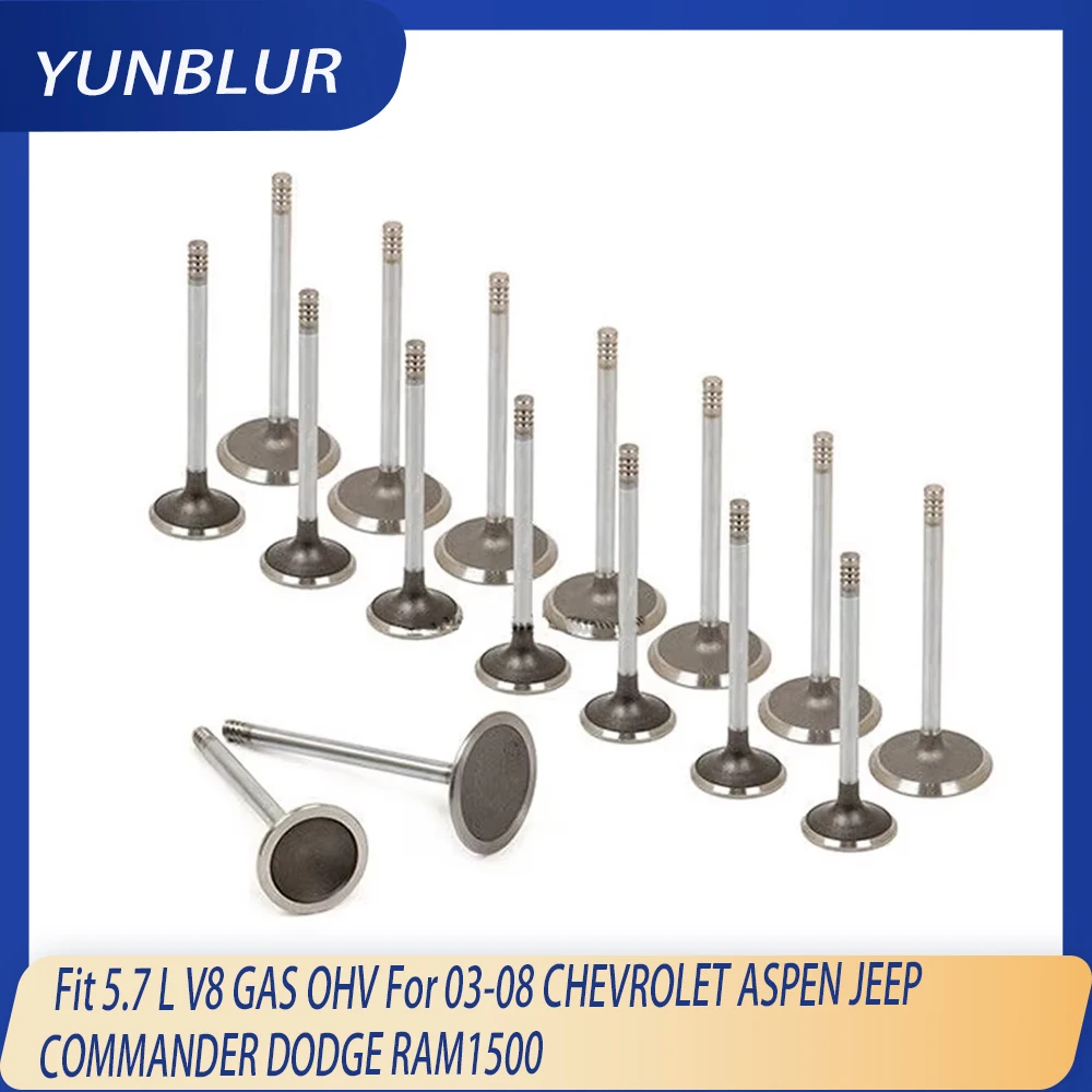 

16pcs HEMI Engine Parts Intake & Exhaust Valves Kit Fit 5.7 L V8 GAS For 03-08 CHEVROLET ASPEN JEEP COMMANDER DODGE RAM1500