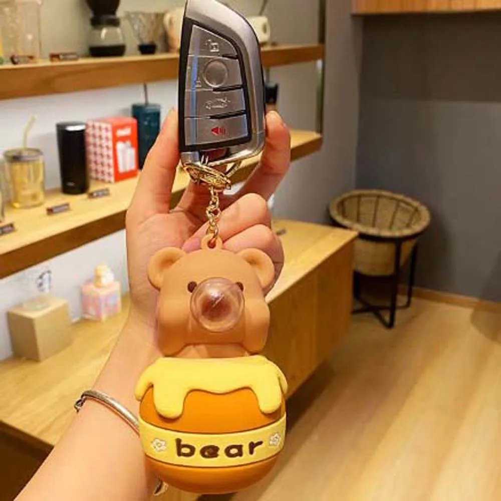 Bag Pendant Bear PVC Key Chain Cartoon Honey Jar Cartoon Squeezing Toys PVC Jewelry Accessories Backpack Decoration Kids Toys