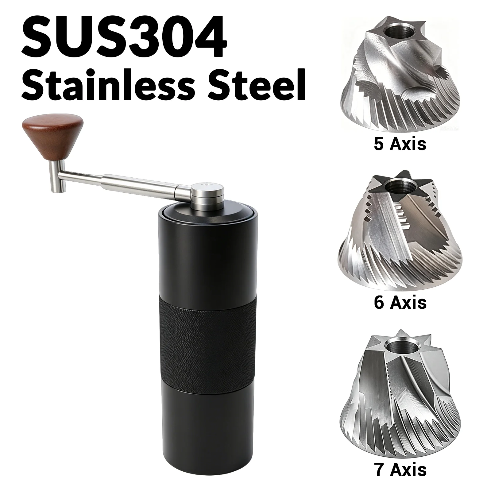 Portable folding adjustable mini camping manual coffee grinder stainless steel hand crank eco-friendly 25g capacity metal
