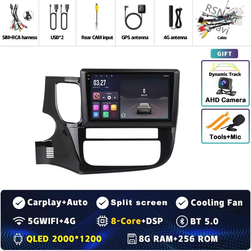 Android 15 Voor Mitsubishi Outlander 3 GF0W GG0W 2012-2018 Stereo Autoradio Multimedia Video Player GPS AI Voice CarPlay