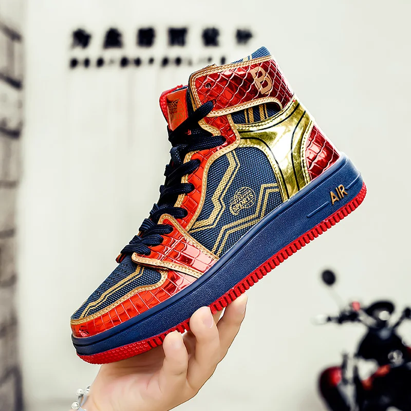 Venom Spider and Man spring and fall high top couple men's shoes couple trend all matching shoes