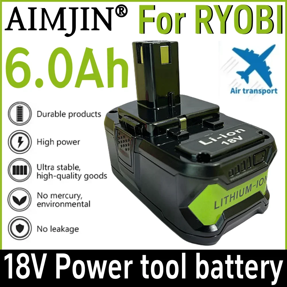 

For Ryobi 18V Cordless Power tool battery 6000mAh High Quality Li-ion battery Replacement P108 P102 P103 P104 P105 P107 P109