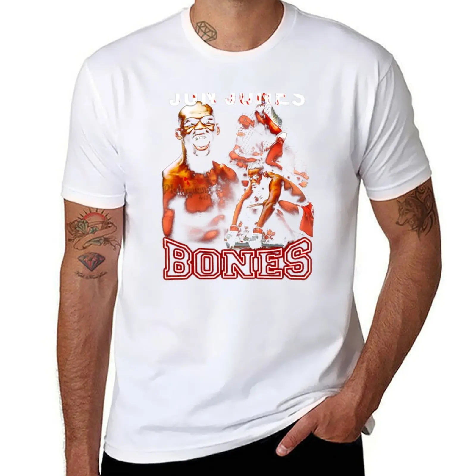 

Винтажная футболка Jon Bones Jones, футболки для мужчин, белая мужская футболка, дизайнерская футболка