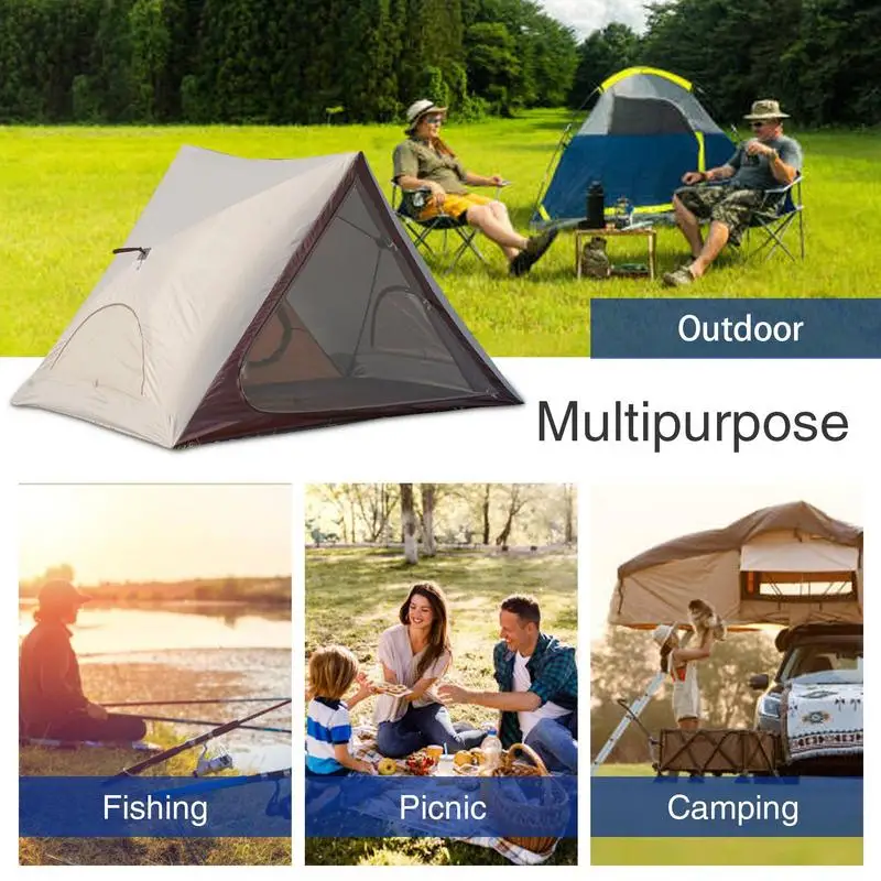 Imagem -04 - Triangular Auto Open Sun Shelter Estacas no Solo Frente Portas Traseiras Backpacking Tent Pesca Caminhadas Viajar Camping