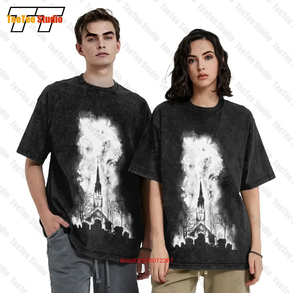 Burning Church Vintage Oversized T-Shirt Anti Religion Black Metal Antichrist 3R73