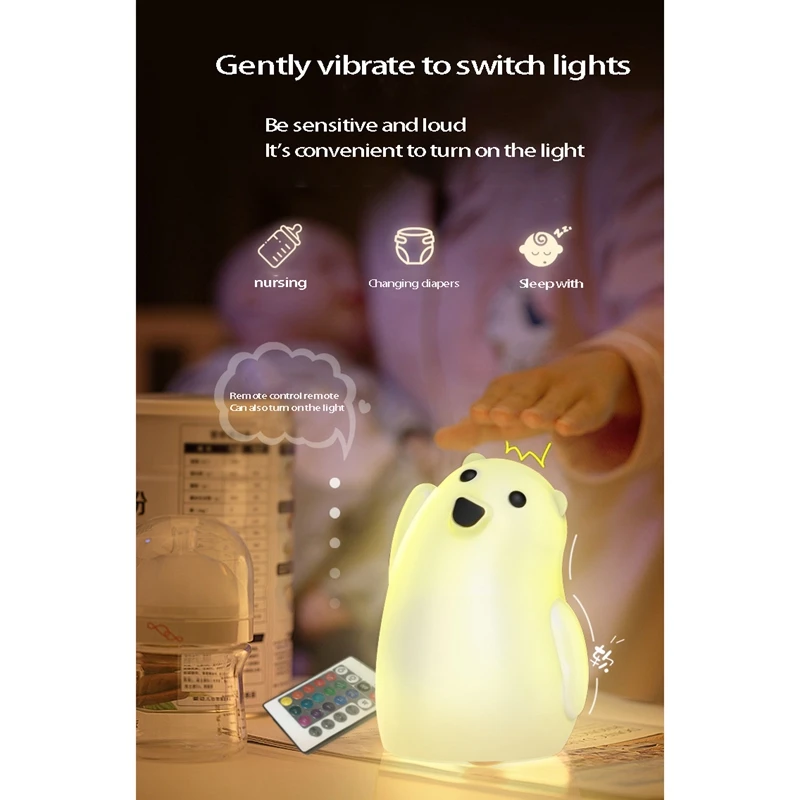Veilleuse LED mignonne pour chambre d'enfant, lampe de pépinière, ours, tout-petit, bébé, filles, garçons, cadeau pour enfants