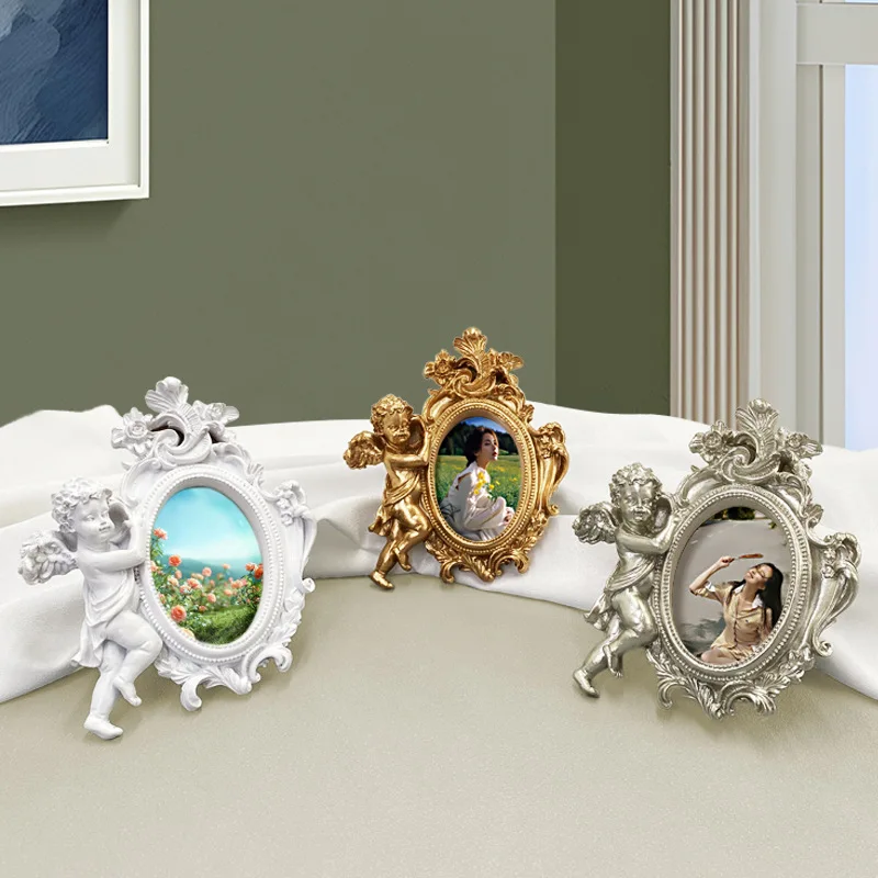 Mini Relief Photo Frame, Victorian-style Cute Angel Resin Decorative Wall Decoration Background For Taking Photos And Posing