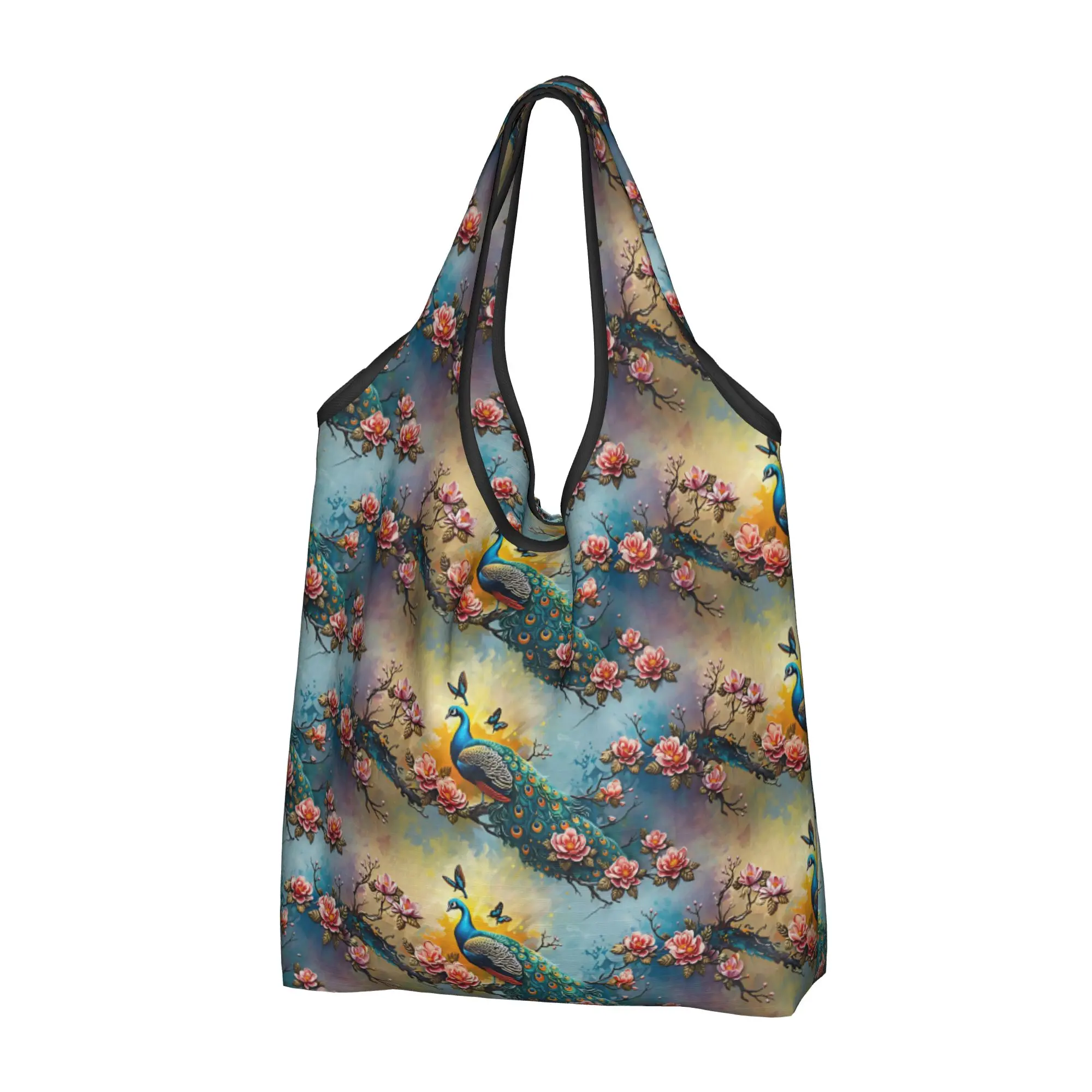 Recycling Luxury High 3D Floral Shopping Bag Women Tote Bag Portable Fashion Trend 3D Flowers Groceries Shopper Bags