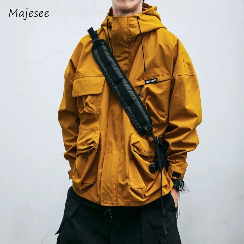 Jackets Men Spring Trip Holiday Loose Chic Korean Style Solid Design Personality Casual Streetwear Waterproof All-match College