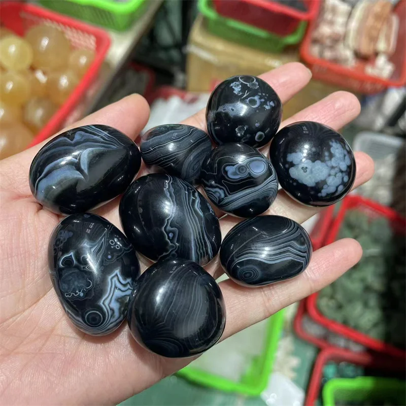 50g Feng shui natural quartz black onyx stones bulk tumbled stone for home decoration