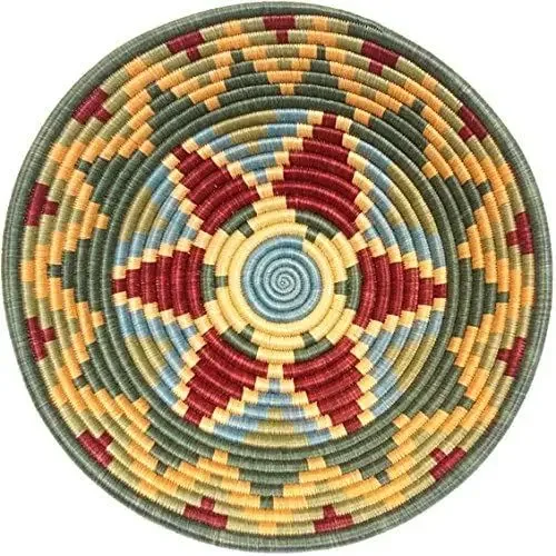 Christmas Village Spiral Round Rug Blue White Snowy Town Descending Stairs Scene