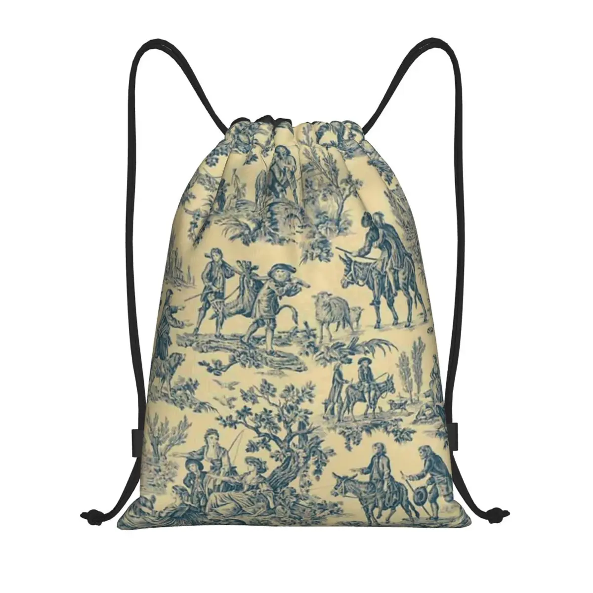 

Custom Toile De Jouy Vintage French Drawstring Bag Men Women Lightweight Sports Gym Storage Backpack