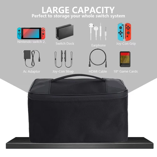 Imagen 2 del producto Para Switch 2 2025 bolsa de almacenamiento grande, funda protectora de viaje para Switch2 juego antiarañazos NS2 accesorios negro