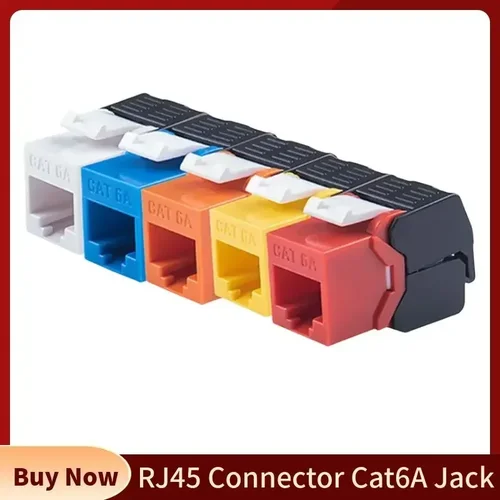 Cat6a 키스톤 잭 RJ45 커넥터 네트워킹 암 Cat 6a 이더넷 플러그, 23 26AWG 케이블 15u 인치 핀 접점, 반복 사용 가능 