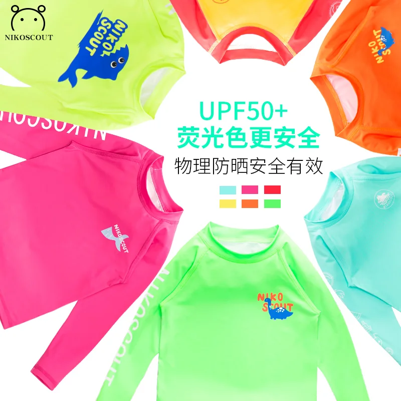 Baby swimsuit dopamine girls surfing suit boys hot spring quick drying long sleeved sunscreen children beach clothes