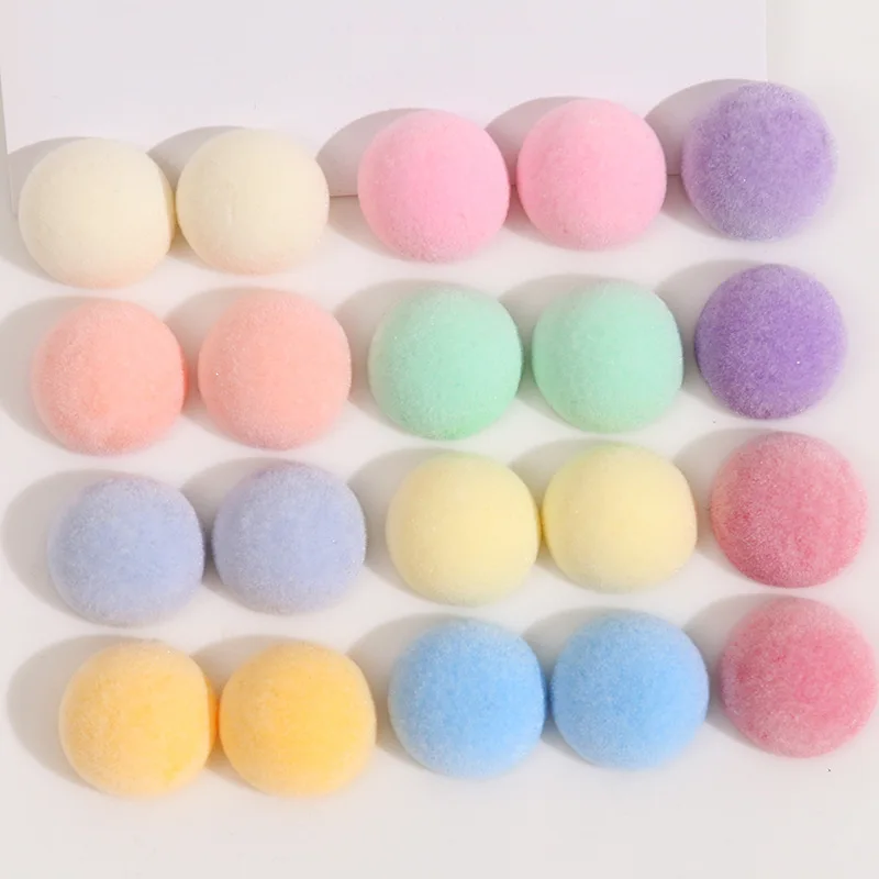 5pcs 18mm Candy Color Flocking Round Resin Flatback for Diy Earrings Hairpins Charms DIY Crafts Accessories Scrapbooking Supplie