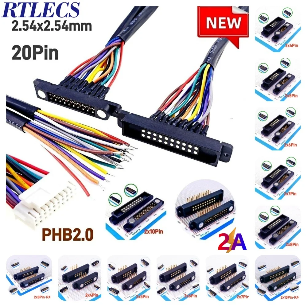 1/3 Pair 2A Magnetic Connector Dual Rows 8 10 12 14 16 20 Positions Pogopin Male Female 2.54 MM Spring Loaded DC Power Socket PH