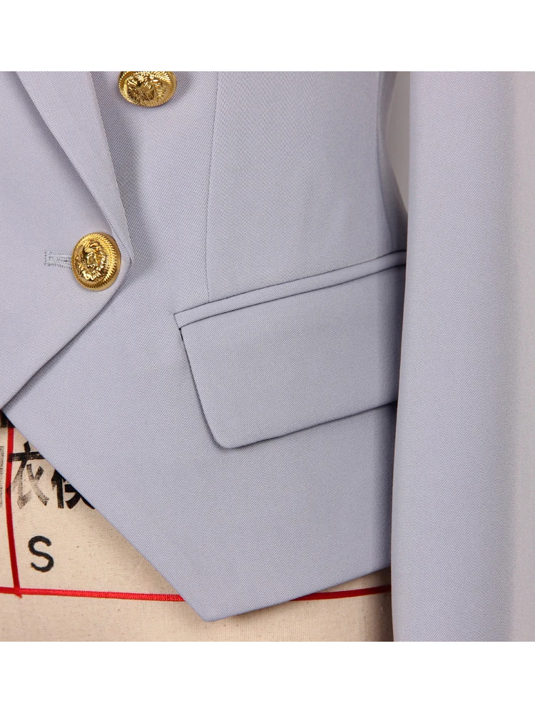 HIGH STREET Newest 2024 Designer Jacket Women\'s Slim Fit Lion Buttons Double Breasted Blazer