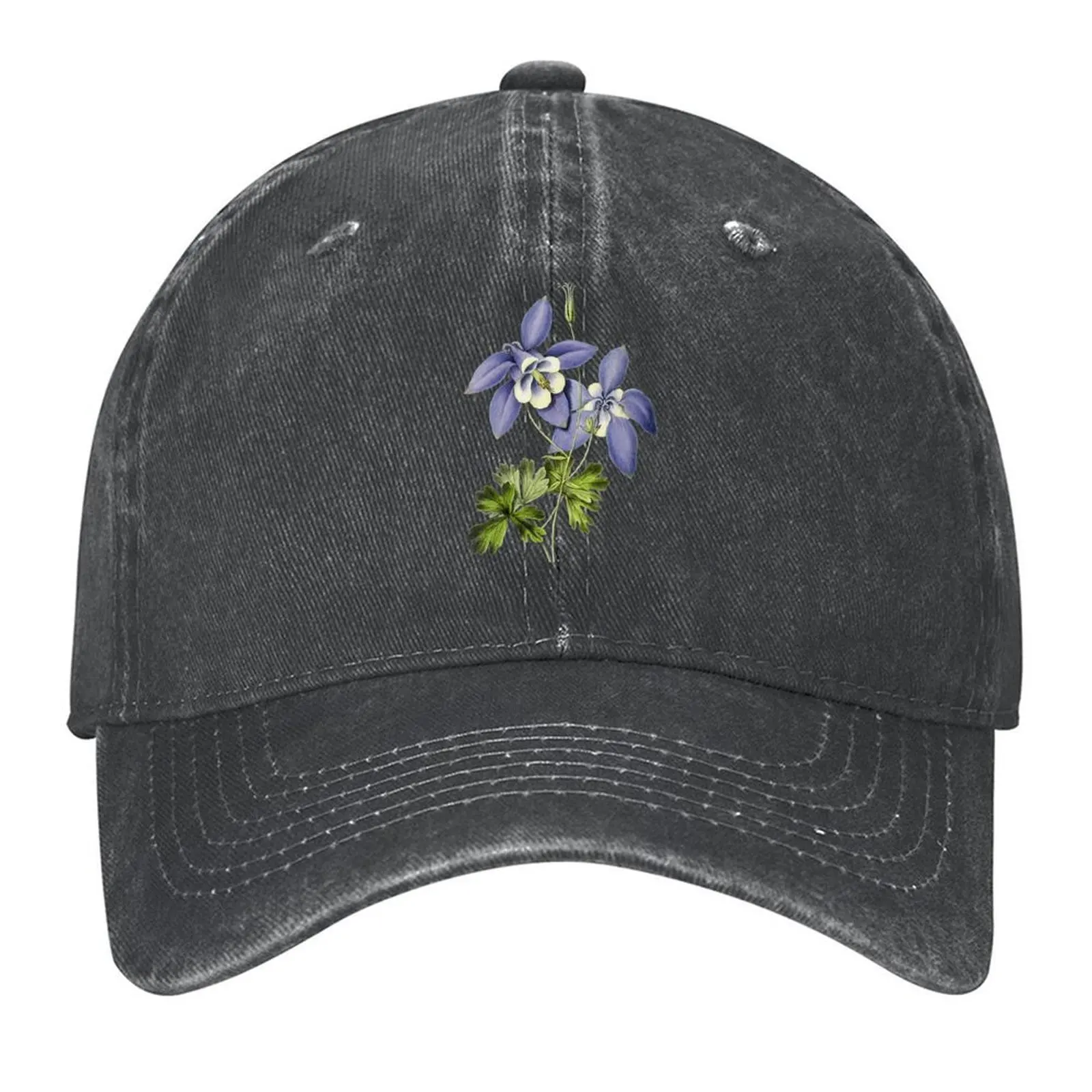 

Violet Columbine Flower Illustration Baseball Cap Trucker Cap dad hat Golf Cap Snapback Trucker Hats For Men Women's
