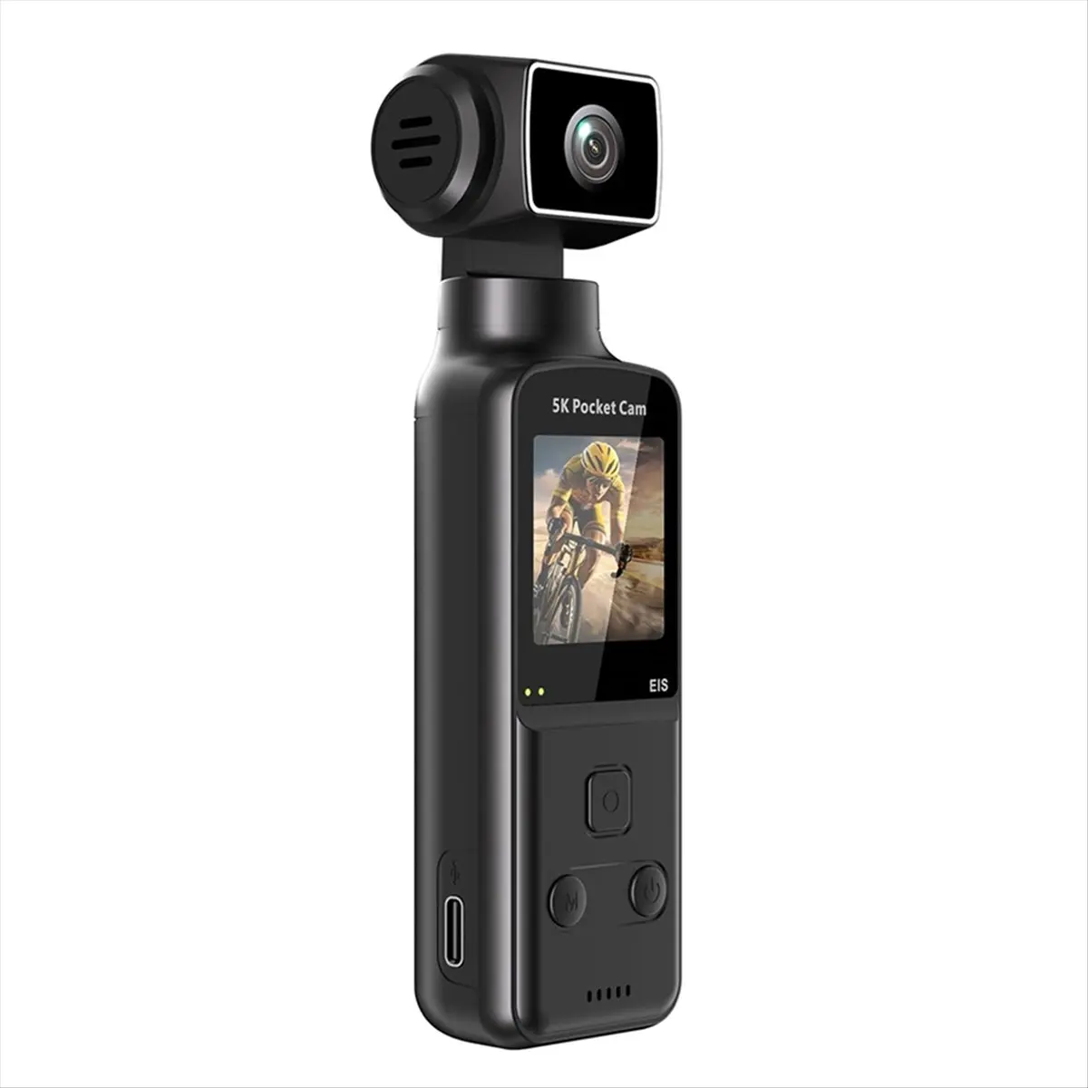 A61P 5K Pocket Digital Camera with External Microphone 270° Rotate Wifi Video Recorder Camera for Outdoor Sport Bike Travel