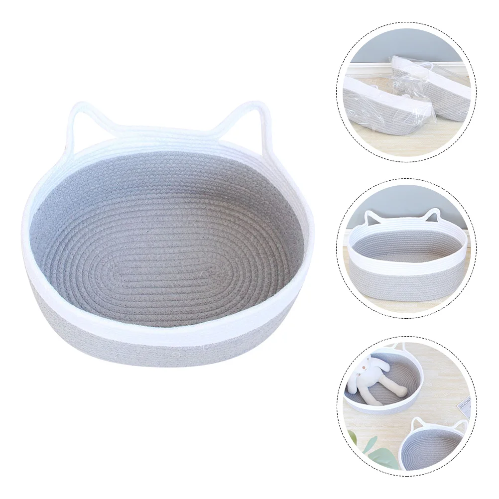 

1Pcs Cotton Thread Woven Basket Handmade Foldable Storage Organizer for Clothes Blankets Living Room Bathroom Bedroom