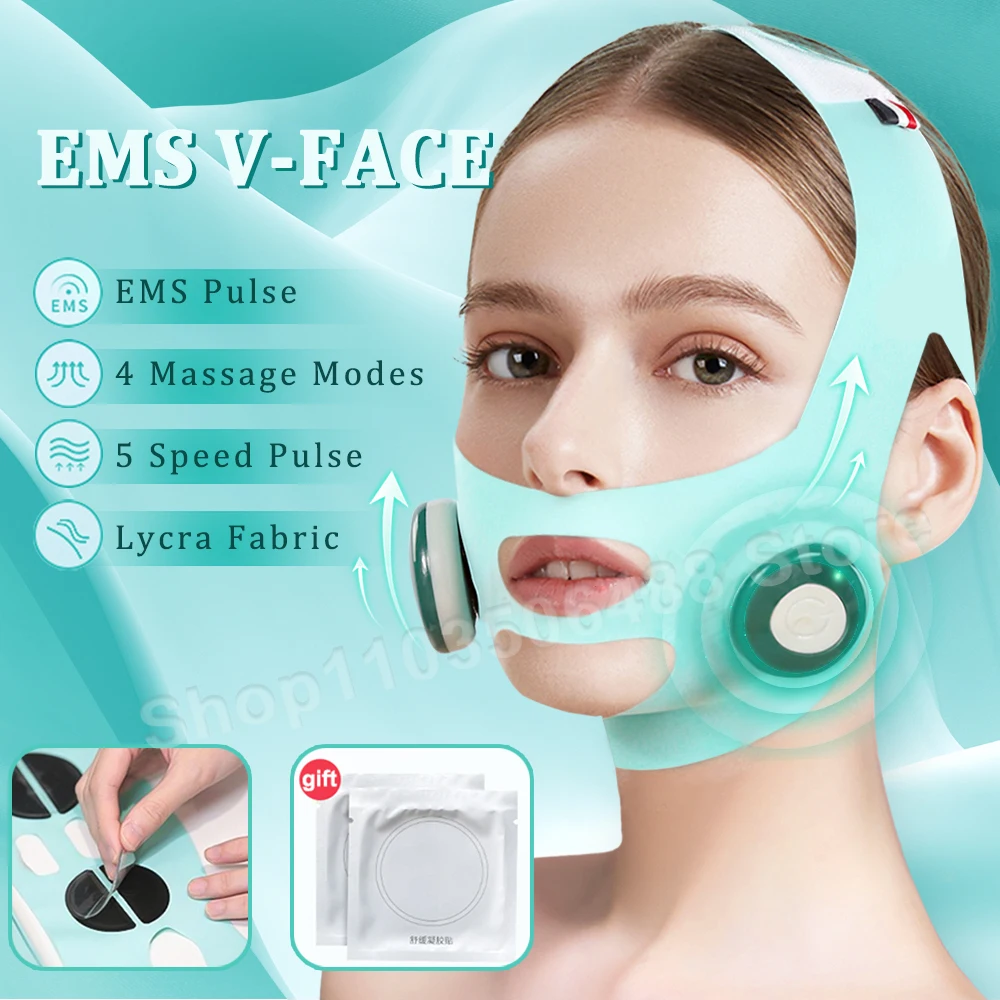 EMS Face Slimming Bandage V Line Face Shaper Microcurrent Double Chin Up Jaw Cheek Thin Reduce Lift Up Belt Facial Massage Strap