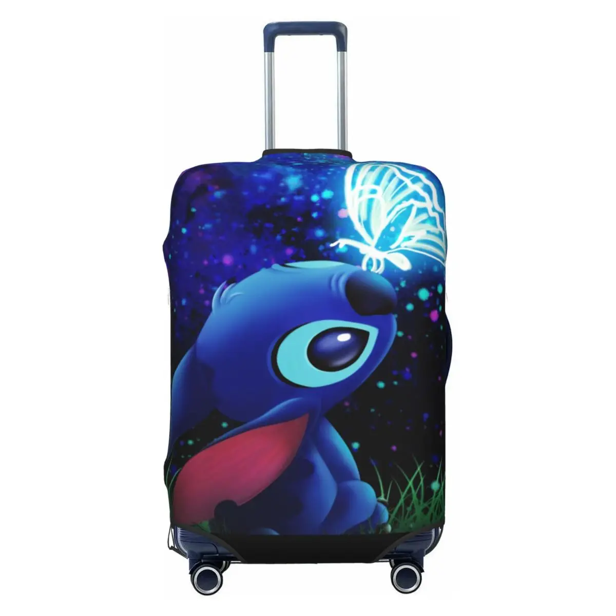 

Custom Stitchs Butterfly Starry Sky Travel Luggage Cover Dust Proof Funny Anime Suitcase Cover Protector Fit 18-32 Inch