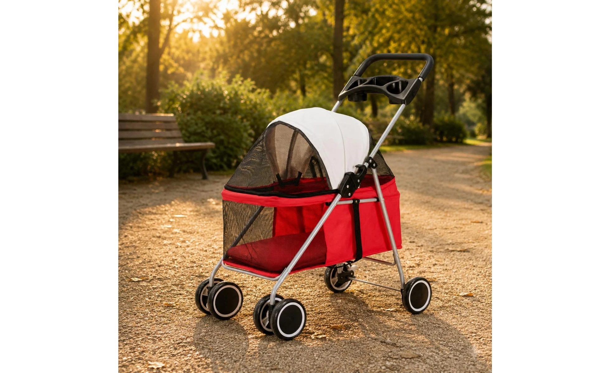 Foldable Pet Stroller twinWheel Pet Carrier for Outdoor Transport