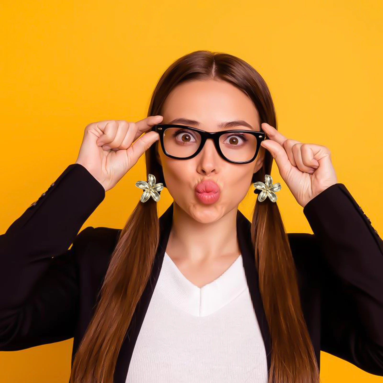 Women Alloy Floral Hair Ties Simple Fairy Sweet Personality Gold/Silver Color Flower Rubber Hairbands Girls Hair Accessories - Image 2