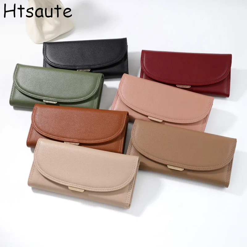 wallets anti-theft retro fold over hasp women's long wallet PU leather multi card slot wallet multifunctional zero wallets