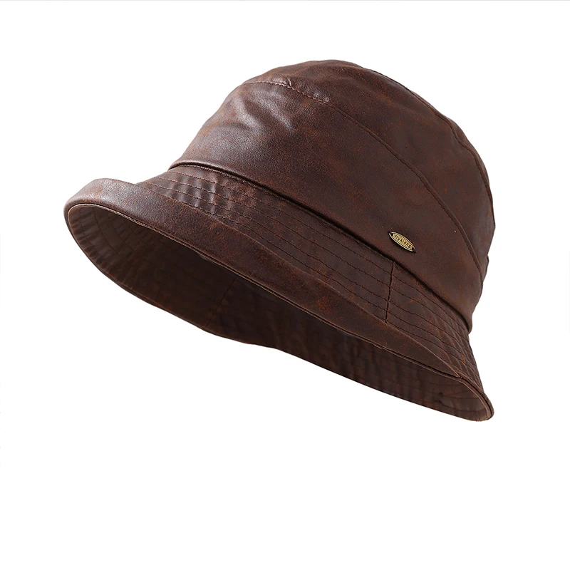 Exquisite Vintage And Minimalist Pu Leather Bucket Hat Elegant Versatile Lightly Luxurious And Stylish For Women
